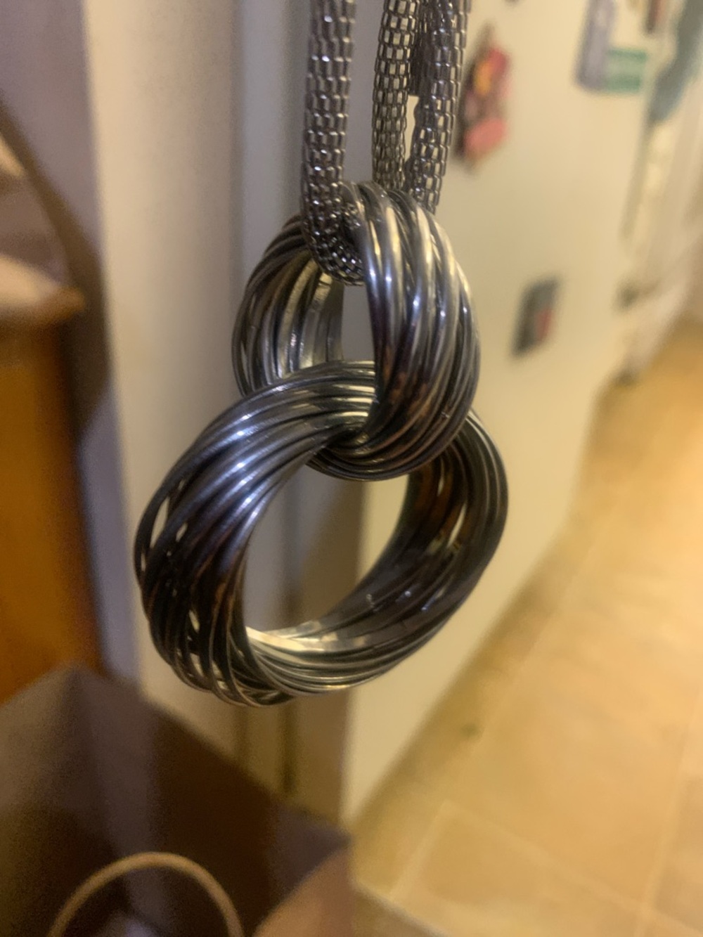 Women's Black Interlinked Ring Pendant Necklace